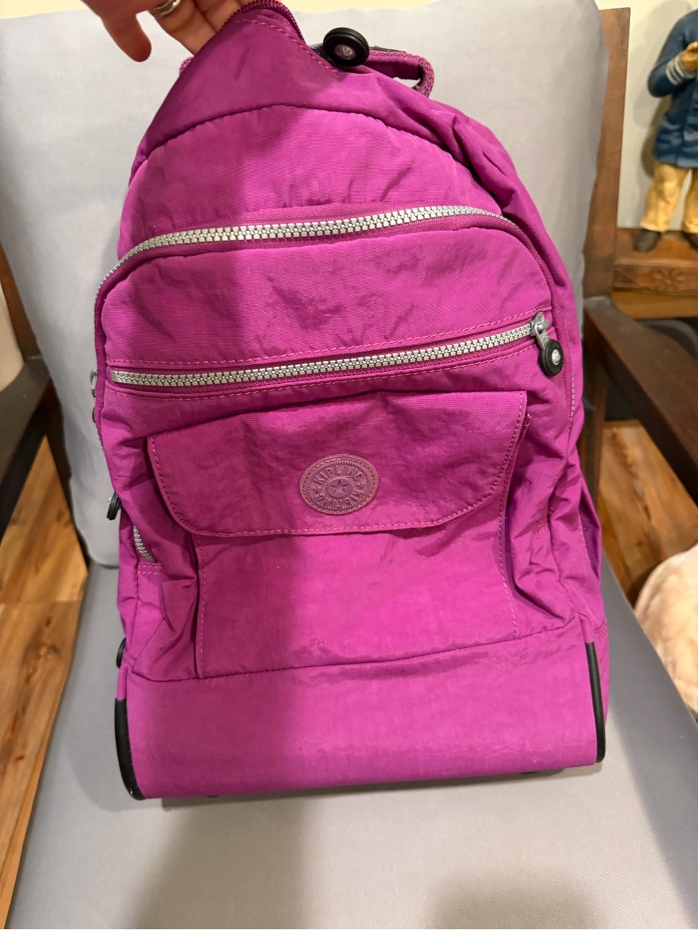 Kipling Magenta Nylon Backpack — Lightweight Everyday Bag